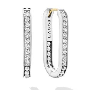 Lagos Linear Diamond Hoop Earrings